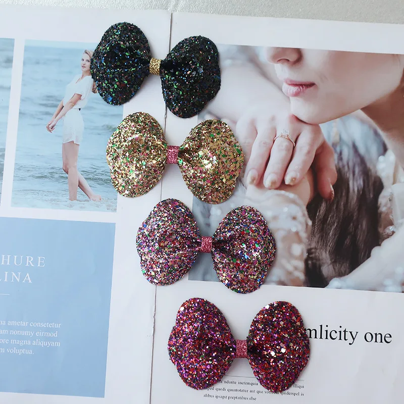 Boutique ins 15pcs Fashion Royal Glitter Bow Hairpins Solid Cute Bowknot Hair Clips Princess Headwear Hair Accessories