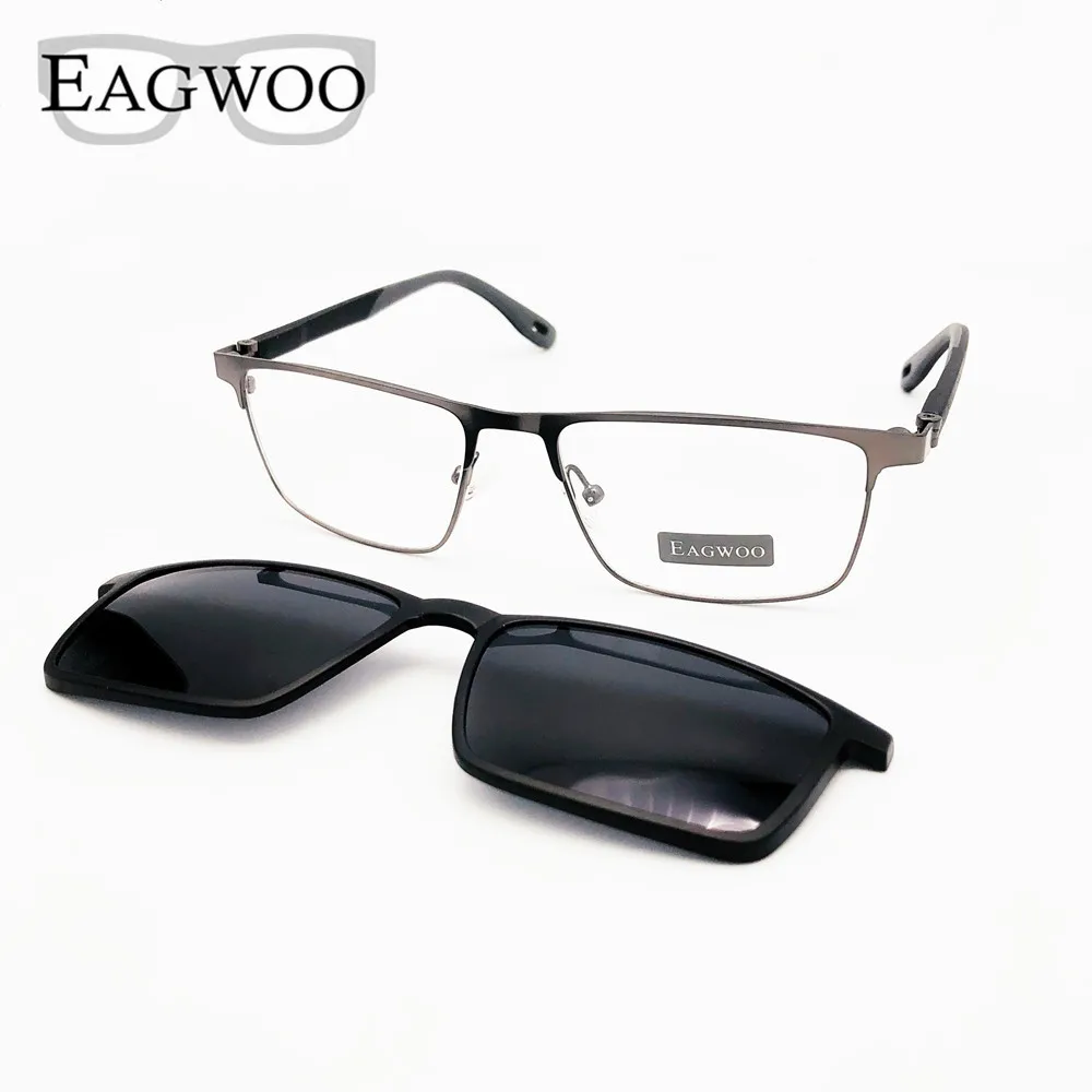 Magnet Men Eyeglasses Full Rim Metal Optical Frame Prescription Square Spectacle Myopia Stylish Vintage Eye Glasses Sunglasses