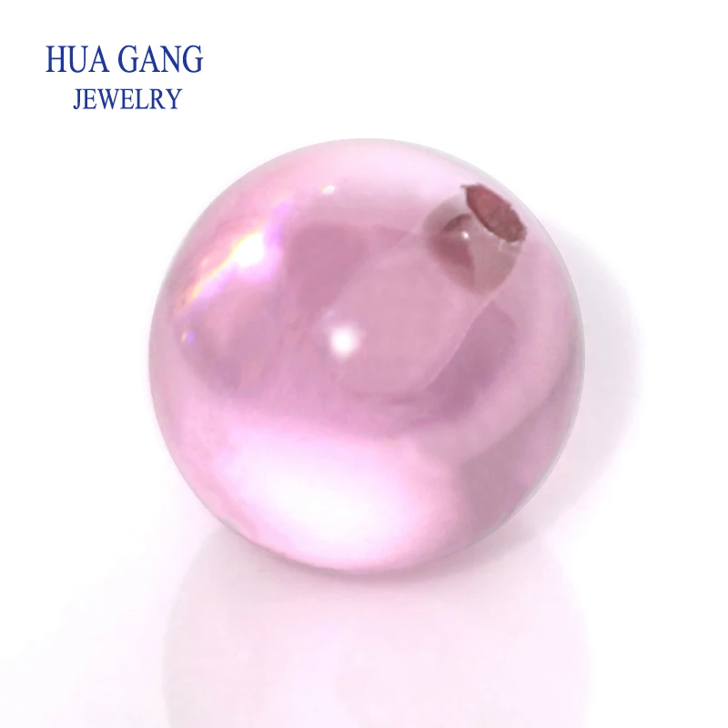 

Pink Stone Round Cubic Zirconia Beads With Hole Cabochon Cut Synthetic Gems For DIY Bracelet Necklace For Jewelry Making