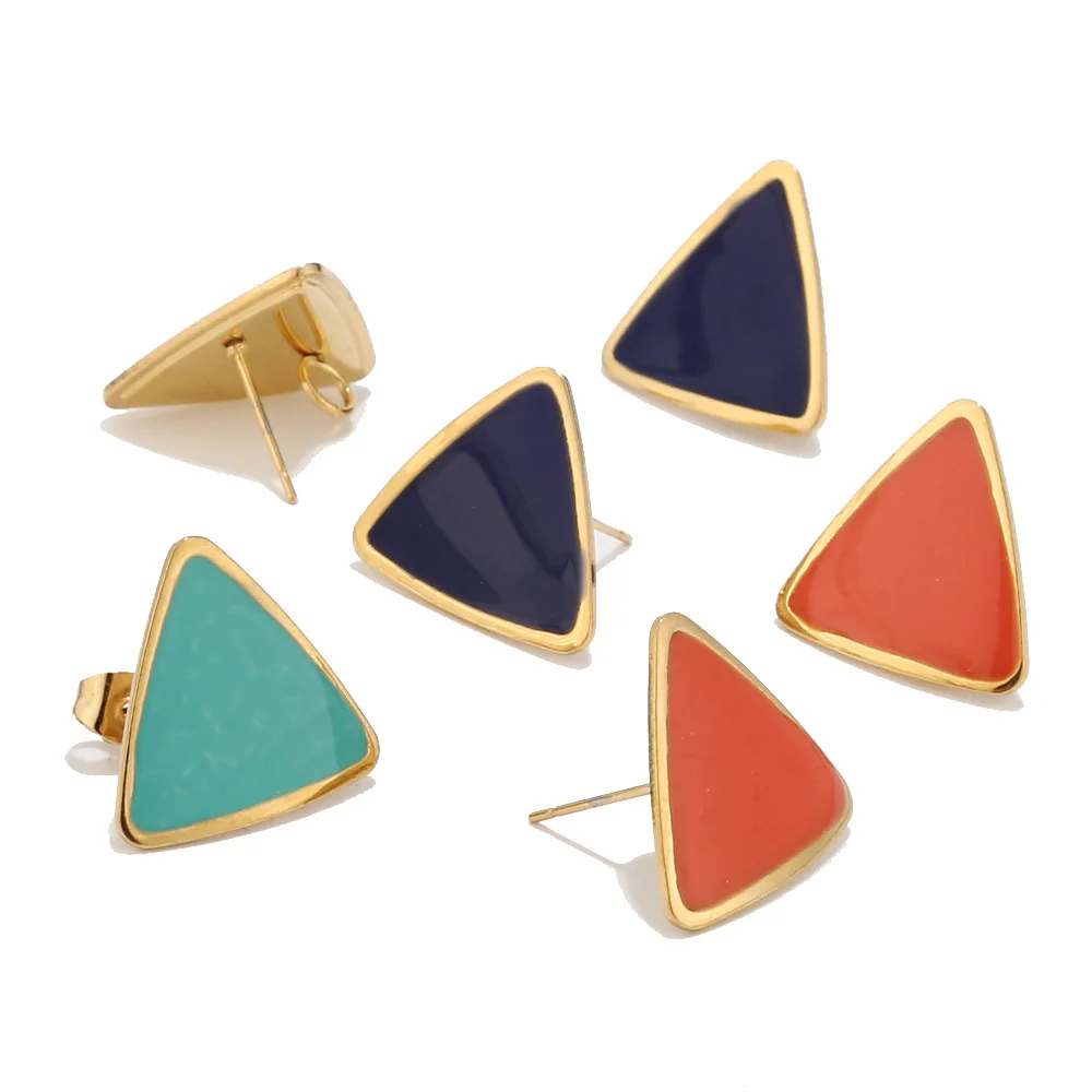 10pcs/lot Exquisite Stainless Steel Ear Stud Components Stud triangle drawing Rings DIY Jewelry Making Earring Accessories