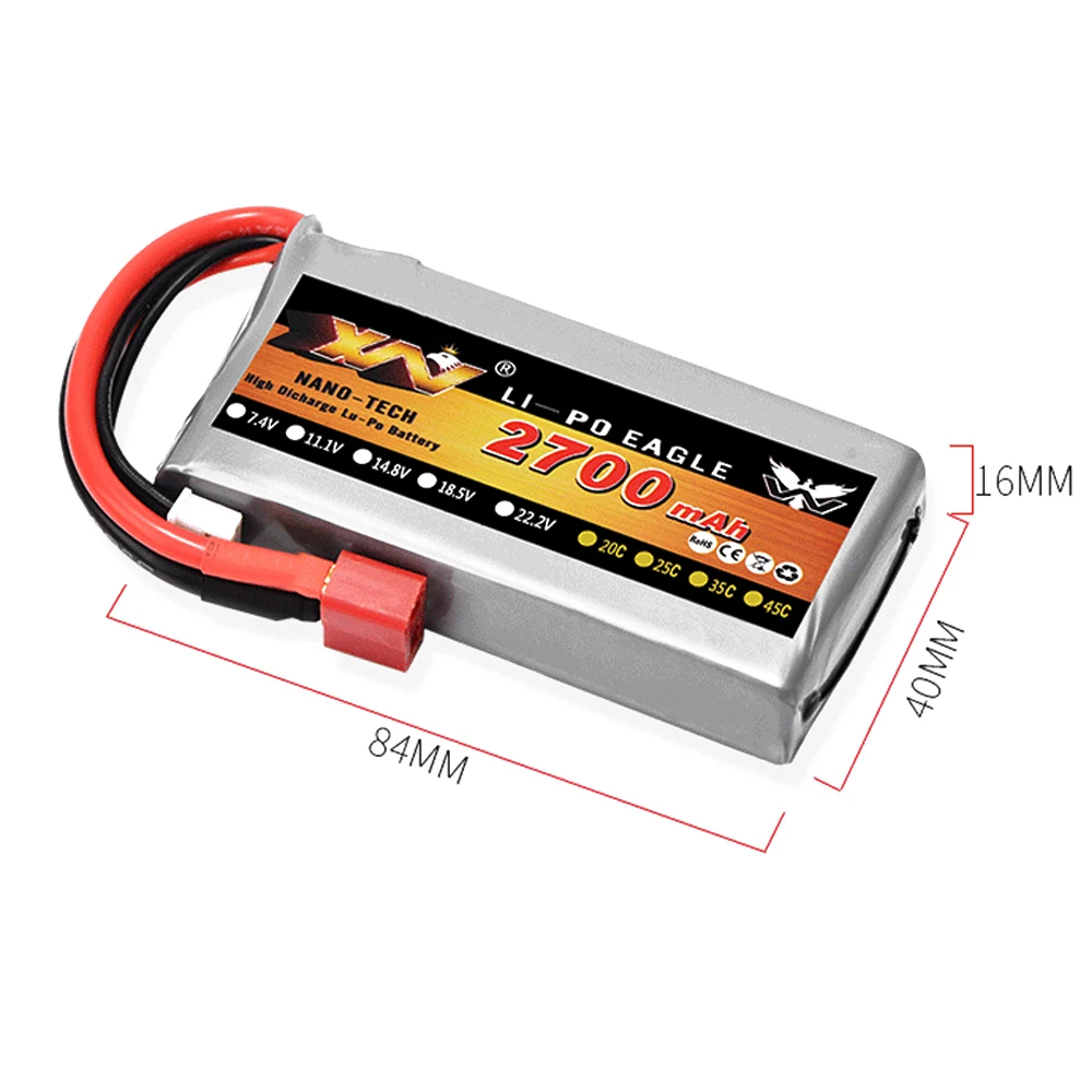 YW Power 7.4V 2S 2700mAh 40C Max 60C akumulator do RC Lipo T/JST/XT60 wtyczka do WLTOYS 12428 12423 1/12 RC Model ciężarówki