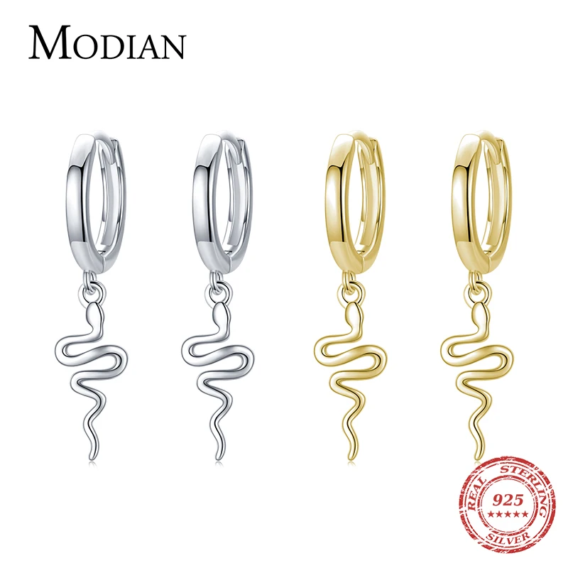 

Modian 925 Sterling Silver Elegant Snake Fashion Animal Simple Hoop Earrings For Women Girls Gold Color Hypoallergenic Jewelry