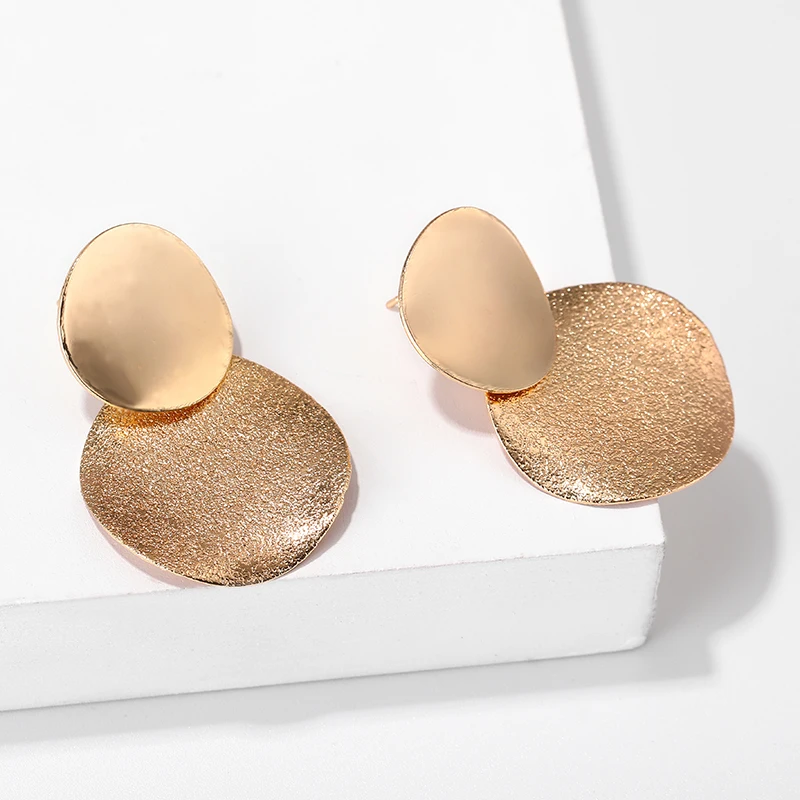 Women's Gold Plated Geometric Big Round Clip Earrings