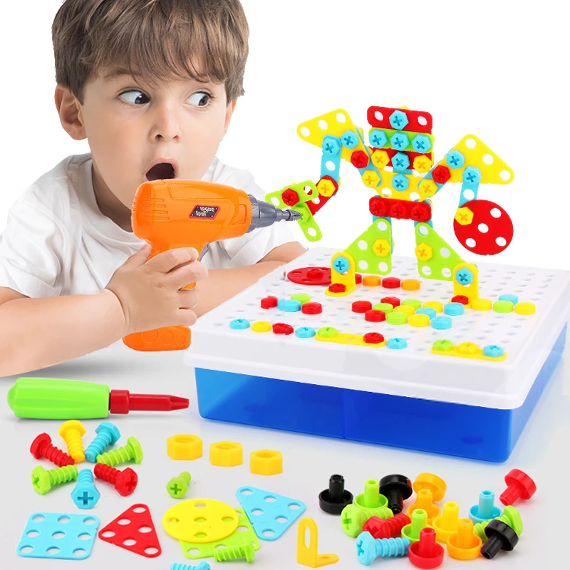 

Children's assembly and disassembly screw nut puzzle toolbox electric drill toy puzzle assembling building blocks