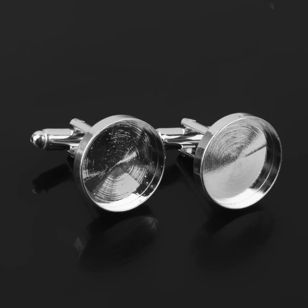 10Pcs Men Cufflinks Cuff Button Cabochons Frame Tray Bezel, Cufflink Blanks Setting Tray Brass For DIY Clothes Accessories