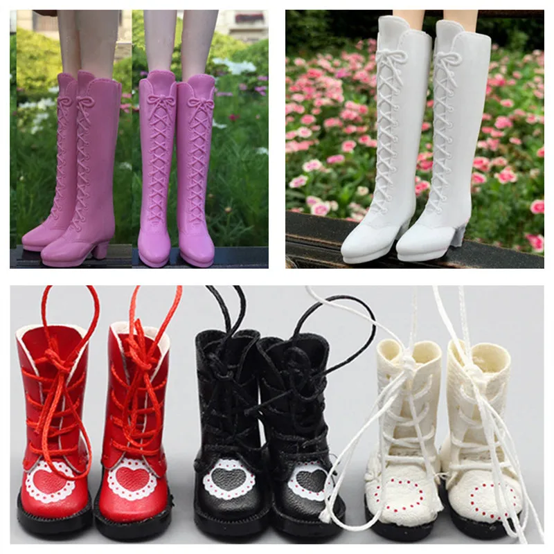 1 pair 30CM Blyth Doll Martin Boots Fashion Red Black White Shoes For Barbie 1/6 Doll DIY Accessories