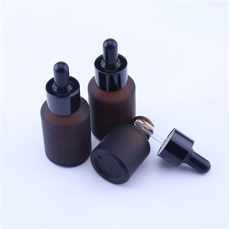 

200pcs/lot 15ml 30ml Eye Dropper Drop Frosted Amber Oblique Glass Aromatherapy Liquid Pipette Bottle Refillable Bottles