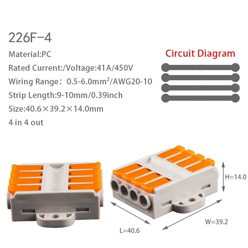 5Pcs 222 Quick Butt Fixable Wire Connectors Push-In Conductor Terminal Block 6mm2 Cable Electircal Wiring Connectors 2-12Pin