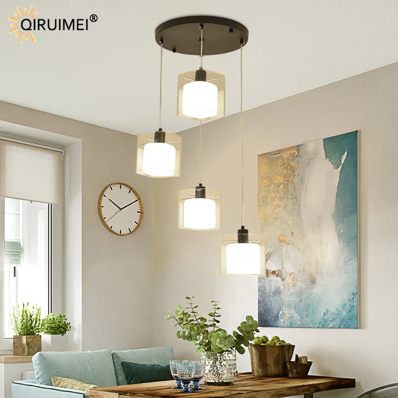 Lampe LED suspendue en verre au design nordique moderne, luminaire décoratif d'intérieur, lumière à intensité réglable, idéal pour une chambre à coucher, un Salon, une salle à manger, une cuisine, un Bar ou un Hall, nouveauté AC90-260V