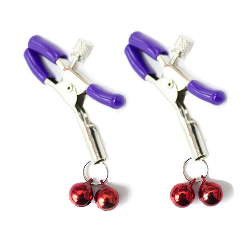 1 Pair Metal cilp on Nipple Clamps WithTwo Red Bell Flirting Teasing Sex Flirt Bondage Kit Slave Exotic Accessories image 6