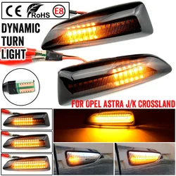 Luz LED dinámica de señal de giro para guardabarros lateral, lámpara de marcador para Opel Astra J K Crossland X Grandland Insignia B Zafira C