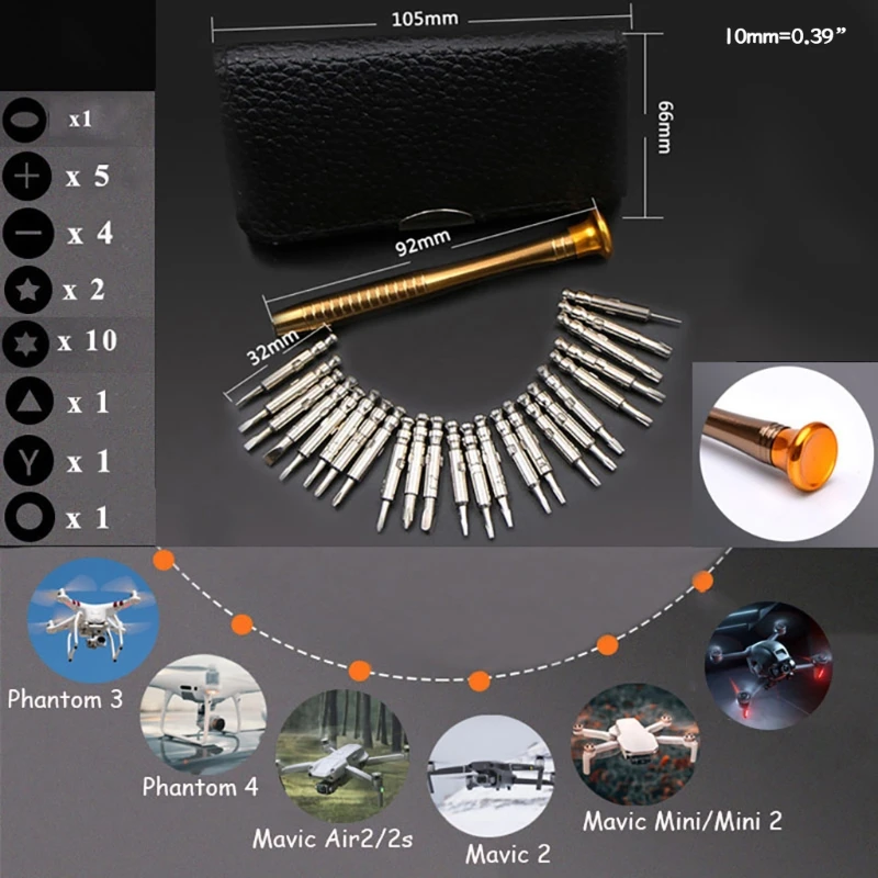 25in1 Screwdriver Set Professional Screw Bolt Driver Repair Tool Kit for DJI Mavic 2 Pro Air Spark Inspire Phantom 2 3 4 Drones