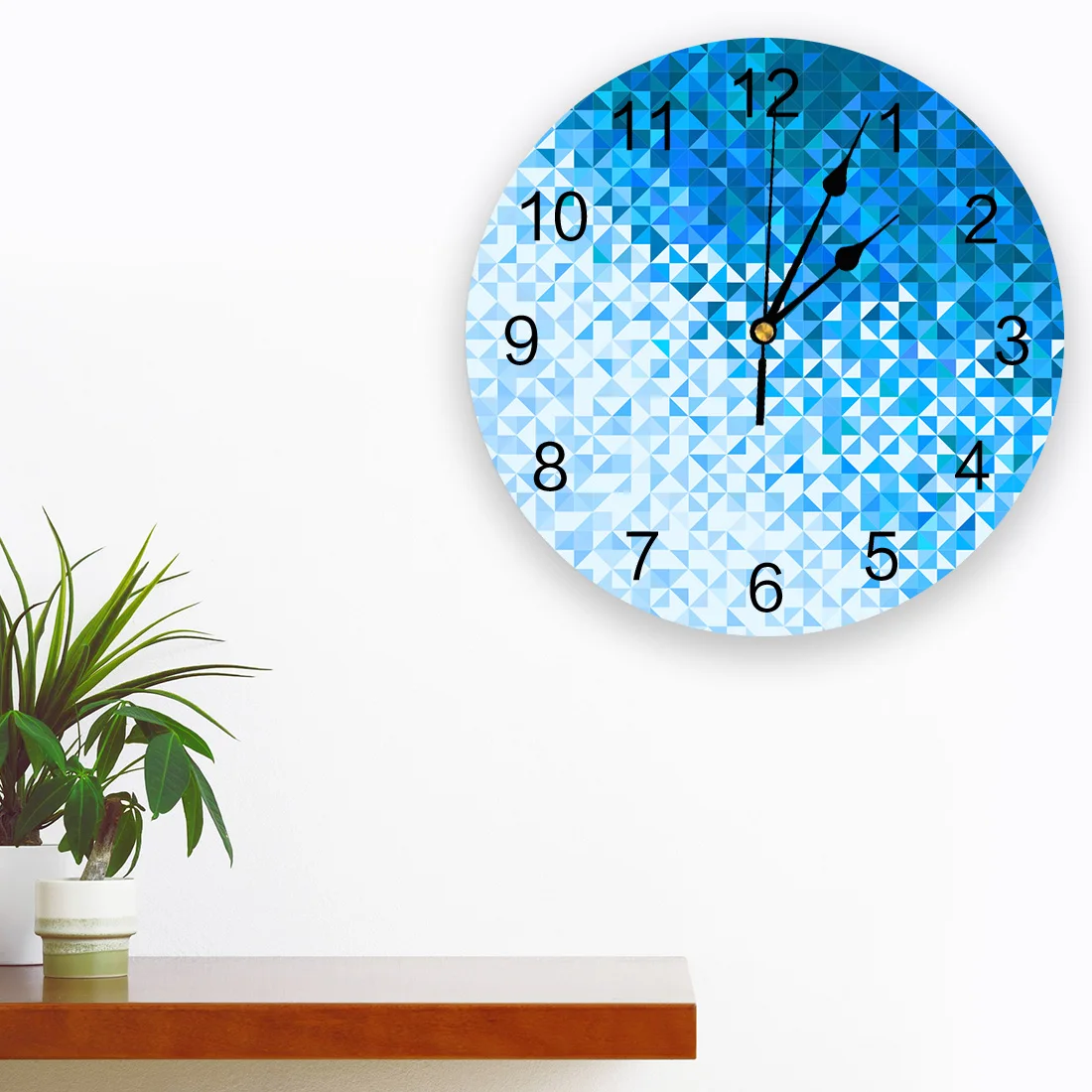 Blue Disco Mosaic Texture Modern Wall Clock For Home Office Wall Decoration Living Room Bathroom Decor Needle Hanging Watch