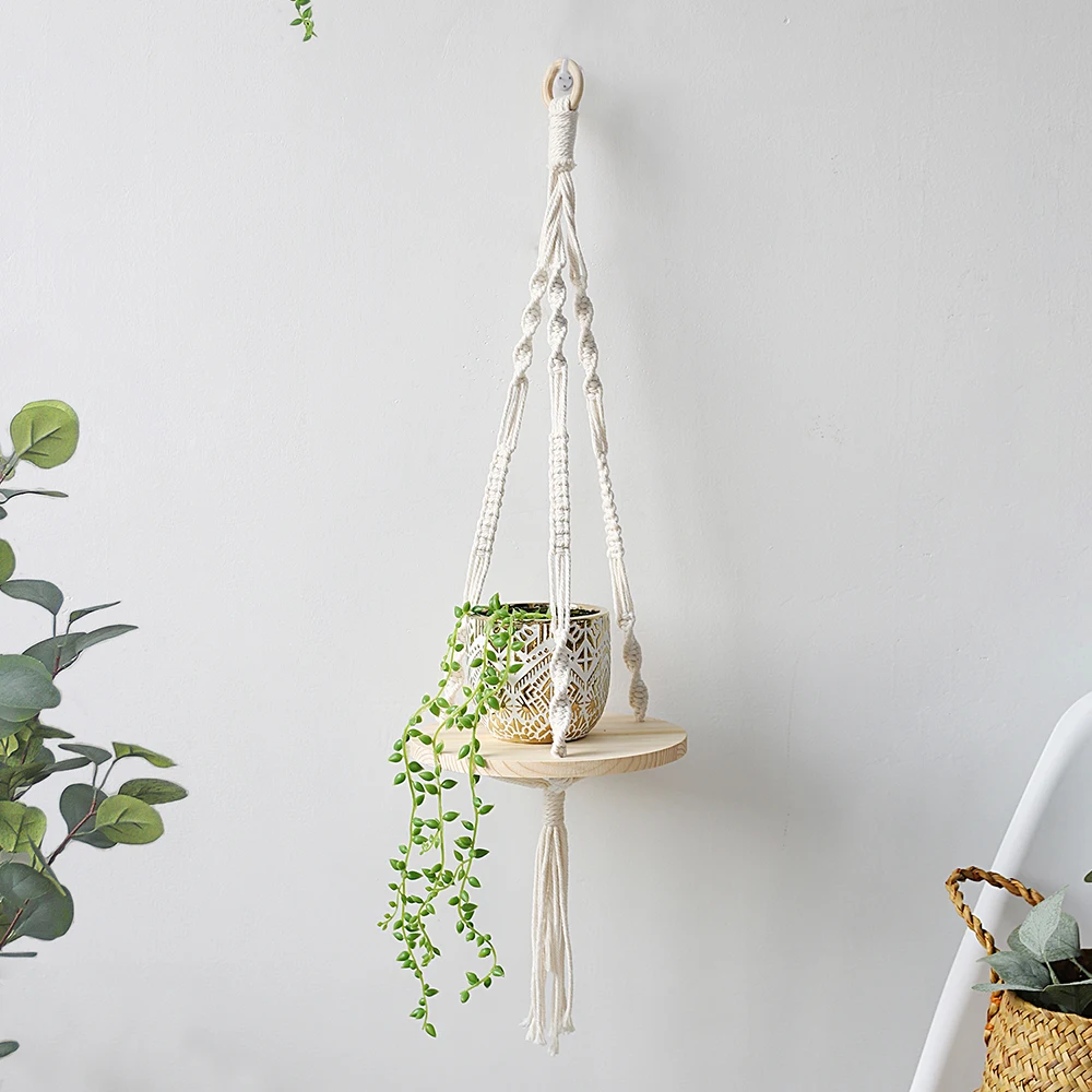 Macrame Wand Hängen Regal Boho Wohnkultur Regale Auf Wand Holz Dekoration für Schlafzimmer Wohnzimmer Kindergarten Christamas Geschenk – Detail 31