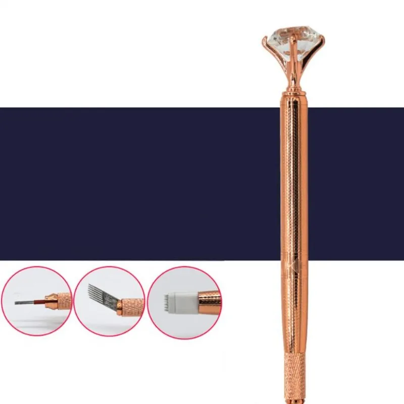 1 قطعة الحاجب دليل القلم ماكينة رسم الوشم التجميلي للماكياج الدائم ثلاثية الأبعاد الحاجب الشفاه التطريز Munsu Tebori مع كريستال الماس