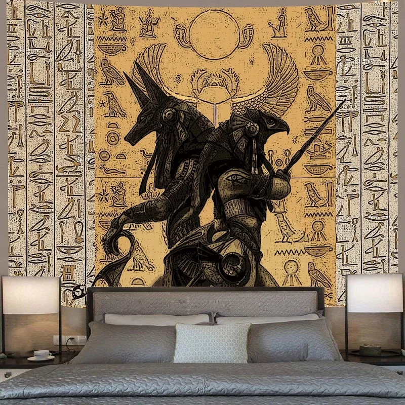 Ancient Egyptian Gods Mural Tapestry Wall Hanging for Living Room Bedroom Dorm Wall Tapestry Bedspread Mat Hippie Backdrop Cloth