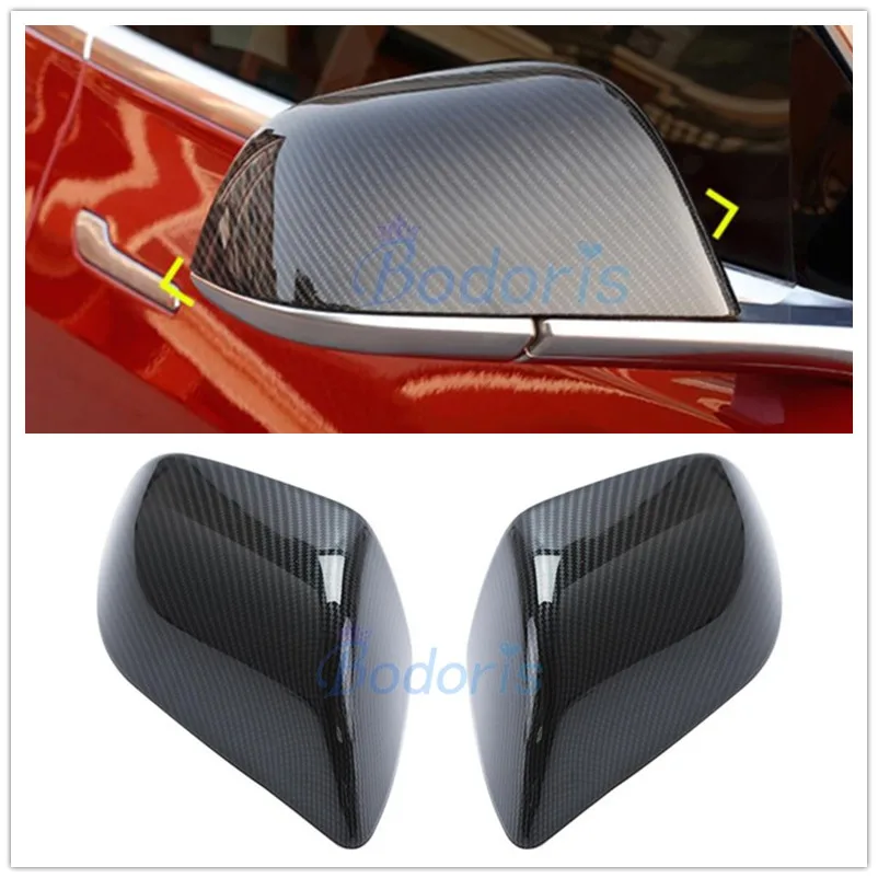 For Tesla Model 3 2017 2018 2019 Carbon Fiber Color Side Wing Mirror Cover Rear View Overlay Frame Car Styling Accessories