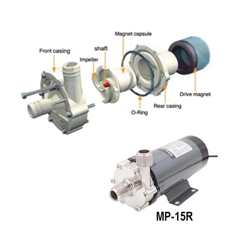 Impeller & Rear Casing Replacement for MP-15RM Stainless Steel Head Magnetic Drive Pump 25 Watt