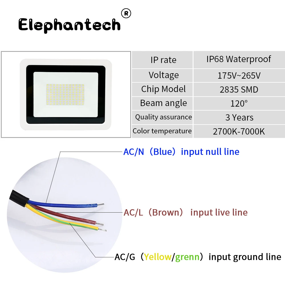 LED-Flutlicht-Flutlichter, 10 W, 20 W, 30 W, 50 W, 100 W, LED-Strahler, für den Außenbereich, IP68, wasserdicht, Flutlicht, Garten, quadratische Straßenlaterne