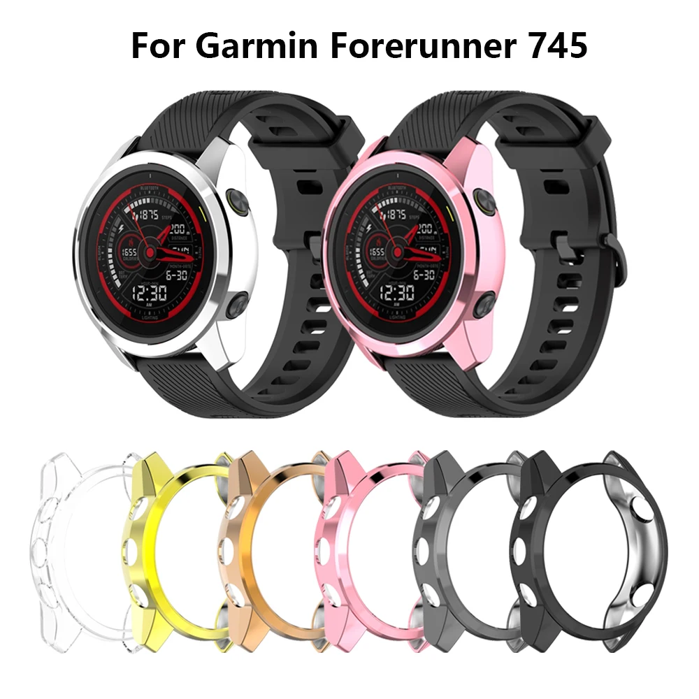 Funda de reloj parachoques para Garmin Forerunner 745, carcasa protectora de repuesto chapada en TPU para reloj inteligente, funda para Garmin 745