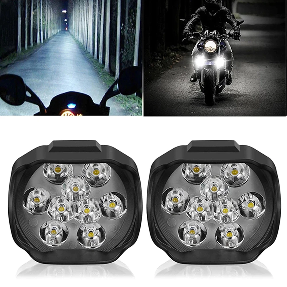 1 pc Universal Round Motorcycle LED Head lamp 6W 9Led Distance Light Refit Motorcycle Night Work Light Cafe Racer