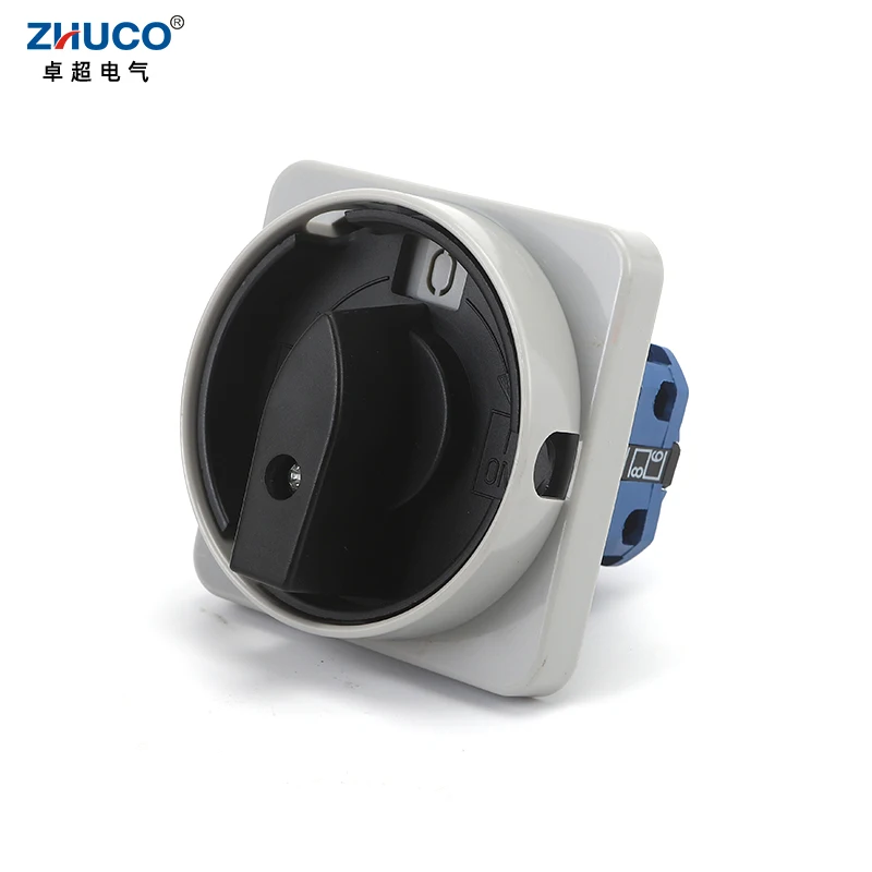 

ZHUCO SZW26-20 2GS-H 68X68mm Panel 2 Positions 2 Poles 0-1 20A Rotary Cam Switch Power Cut-off Knob Isolation Master Switches