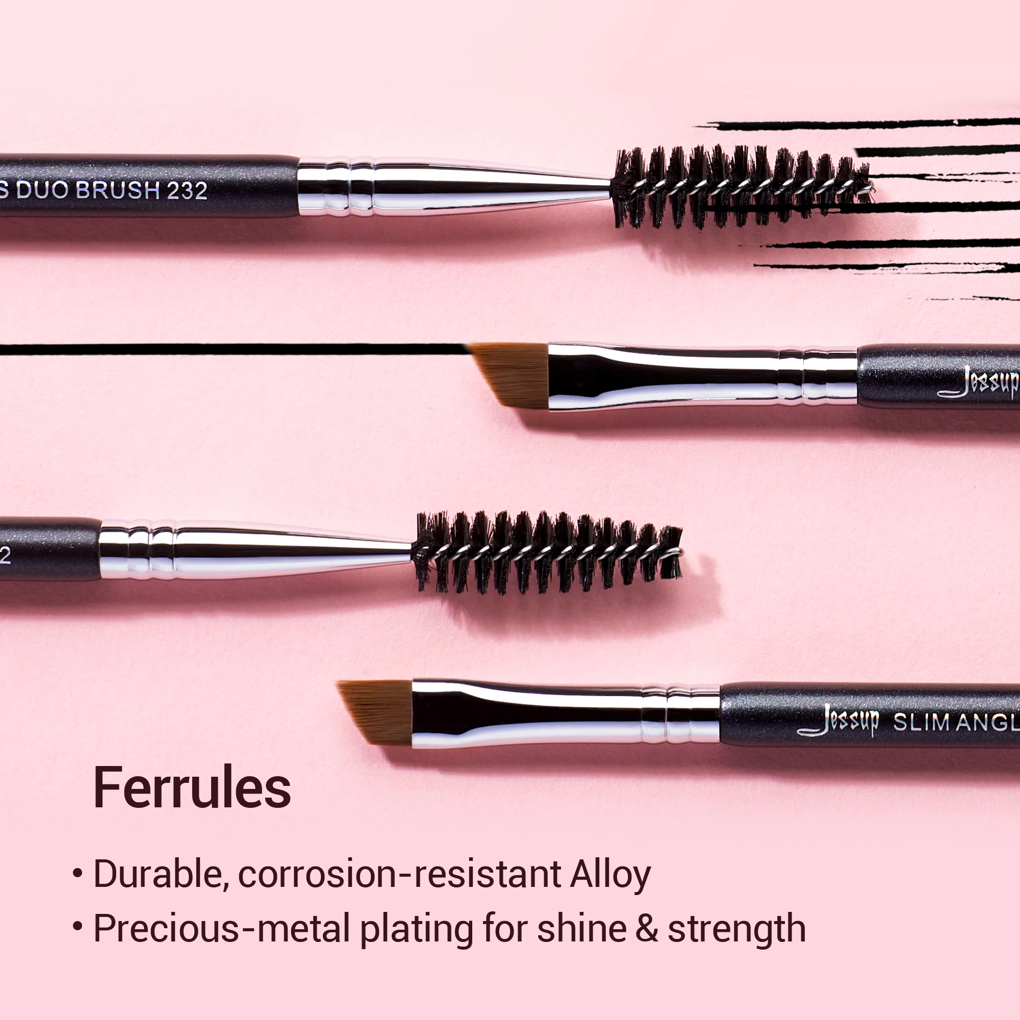 Jessup Eyebrow Makeup Brush Dual-head Eyebrow Eyelash Brushes Eye Make Up Cosmetics Beauty Tools Synthetic Hair Wood Handle