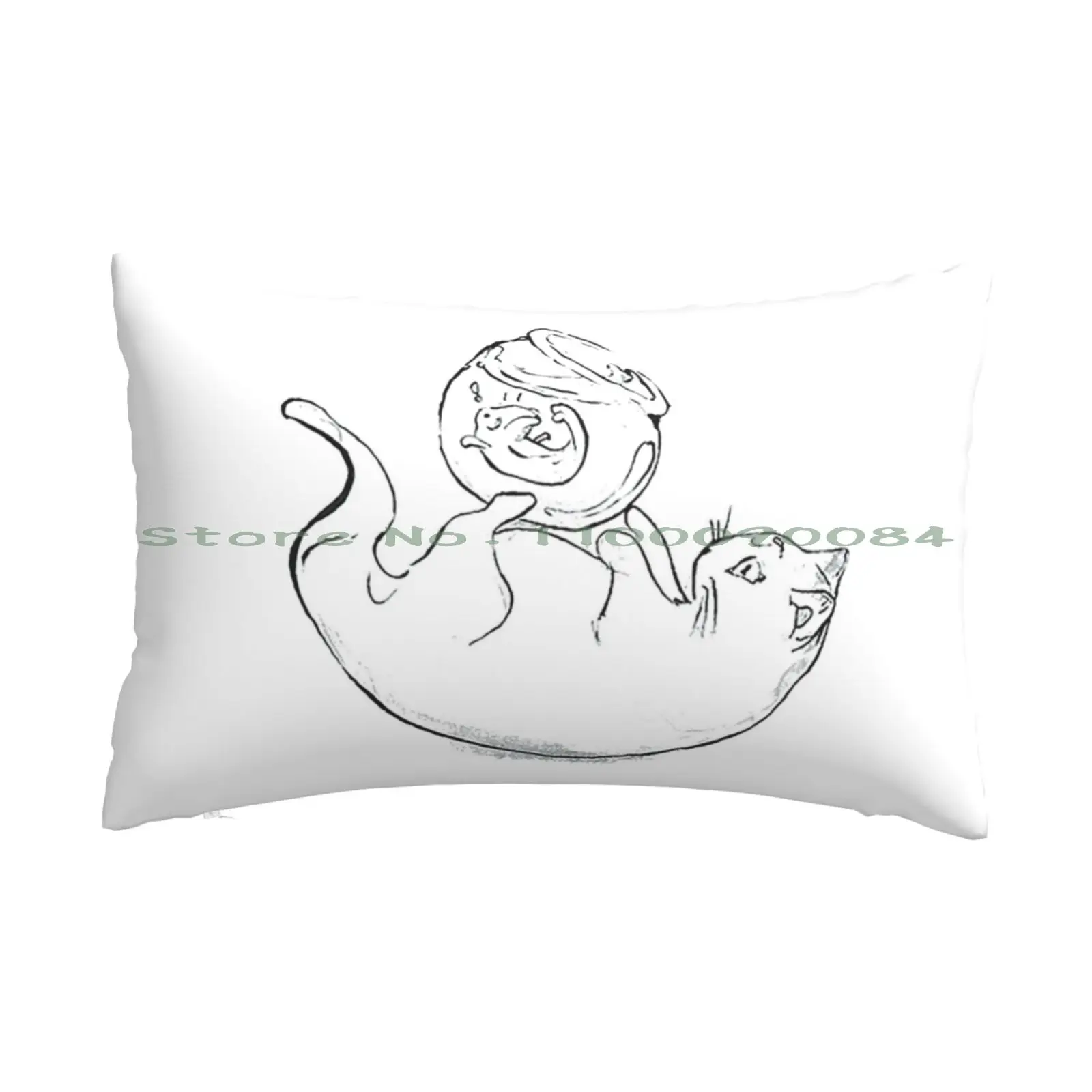 

Kitty Mischief — Fish Bowl Pillow Case 20x30 50*75 Sofa Bedroom Kitty Fish Nature Animal Quintas Funny Play Long Rectangle