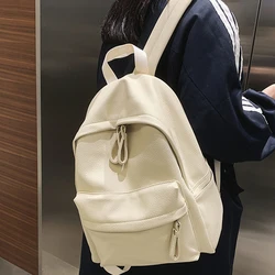 Mochila escolar de cuero PU suave para mujer, bolso de hombro doble de viaje, a la moda, de alta calidad, para adolescentes y niños, 2022