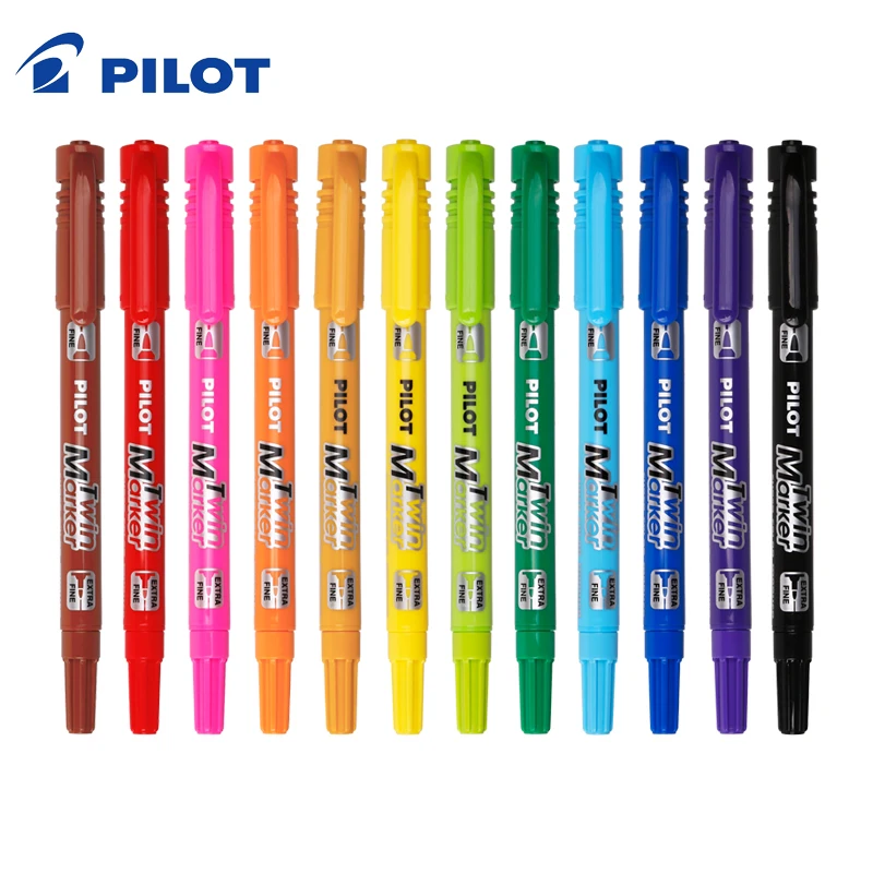 12Pcs Pliot SCA-TM Oily Size Double Head Marking Pen Hook Line Pen Color Painting Waterproof Quick Drying and Not Easy To Fade