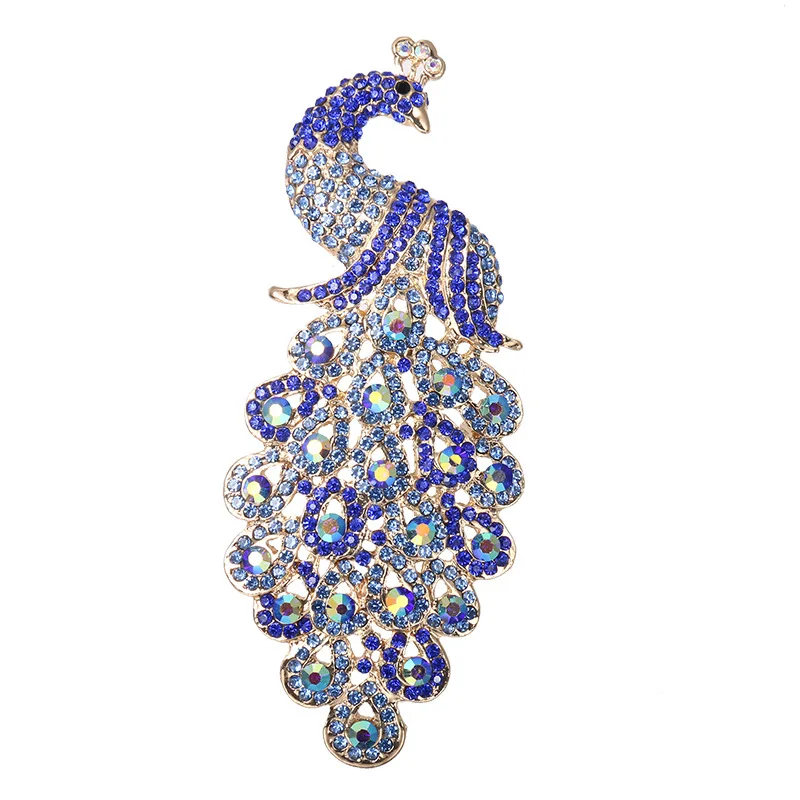 Baiduqiandu Large Size 120mm Height Beautiful Peacock Brooch Pins for Dress Coat Jewelry