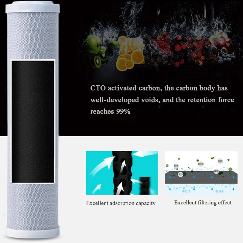 2Pcs 20 "Universal Water Filter Actieve Kool Cartridge Filter 20 Inch Cto Blok Koolfilter Waterzuiveraar