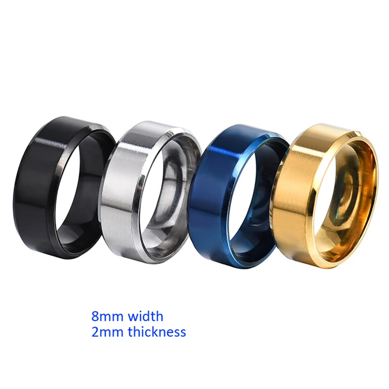 6 8mm Matt Stainless Steel Simple Design Plain Titanium Rings Gold Tone Silver Plated Black Blue Rings Men Woman Jewelry Gift