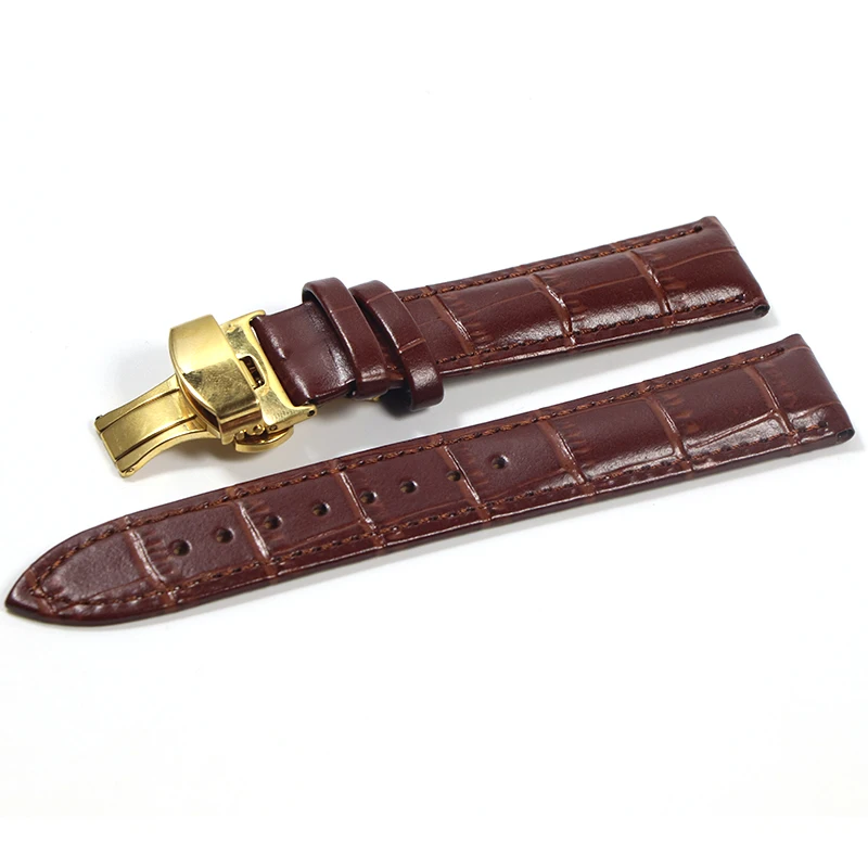 Genuine Leather Watchbands 20mm Universal Watch Butterfly Buckle Band Steel Buckle Strap 22mm watch band