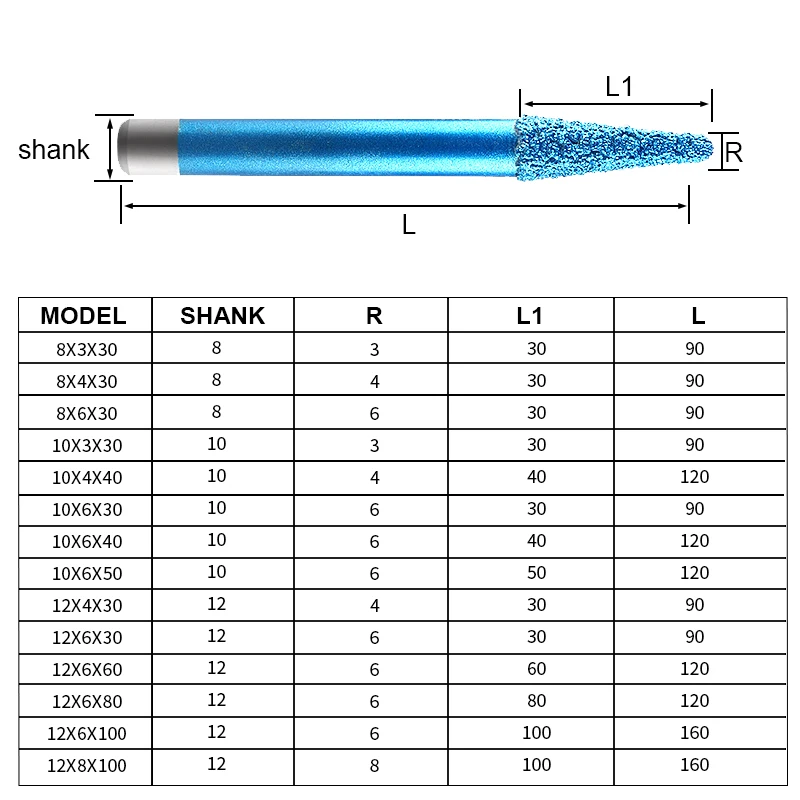 Imagem -06 - Soldada Diamante Gravação Router Bit Pedra Fresa Gravador Mármore Granito Ferramenta de Corte Lâminas Faca de Escultura Máquina Cnc