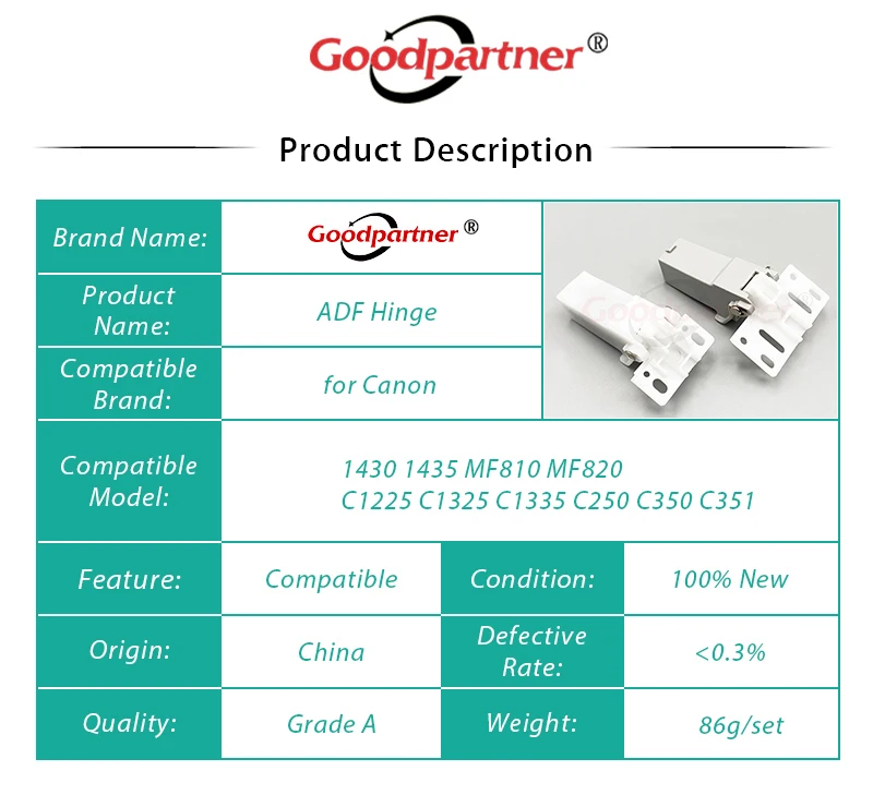 5X FL3-6313-000 FL4-2050 ADF Hinge Right Left for Canon IR 1430 1435 C1225 C1325 C1335 ADV C250 C350 C351 MF810 MF820 MF830