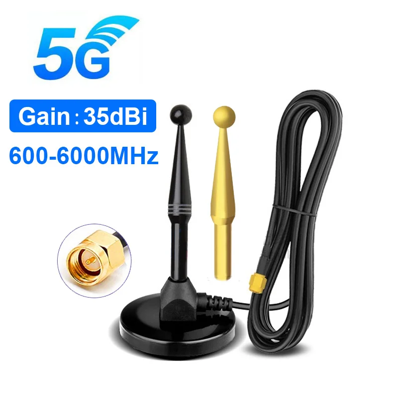 

Фрезерная антенна 3G 4G 5G 35dBi 600-6000 МГц SMA Male 2,4G Wifi антенна GSM GPRS магнитное крепление для модемного маршрутизатора