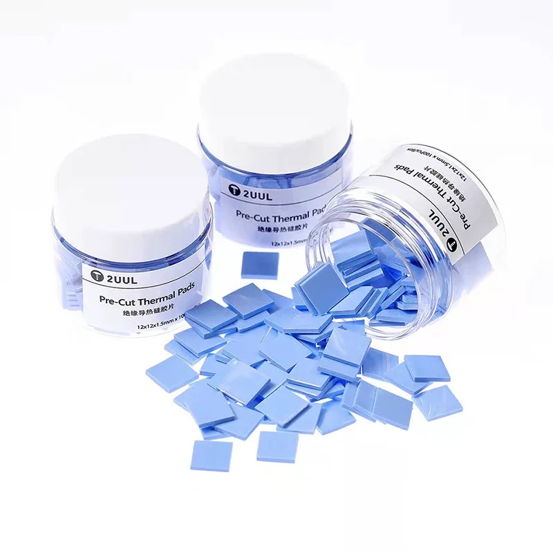 2UUL 100ชิ้น/กล่อง Pre-Cut ความร้อนแผ่นซิลิโคน CPU ชิปความร้อนฮีทซิงค์ Cooling Conductivefor Board Repair กระจายความร้อนได้อย่างรวดเร็ว