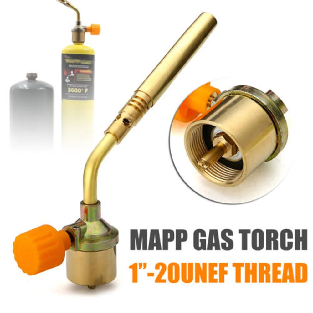 

Brass Welding Torch MAPP Propane Gas Torch Self Ignition Trigger Style Heating Solder Burner Welding Plumbing Nozzles Camping