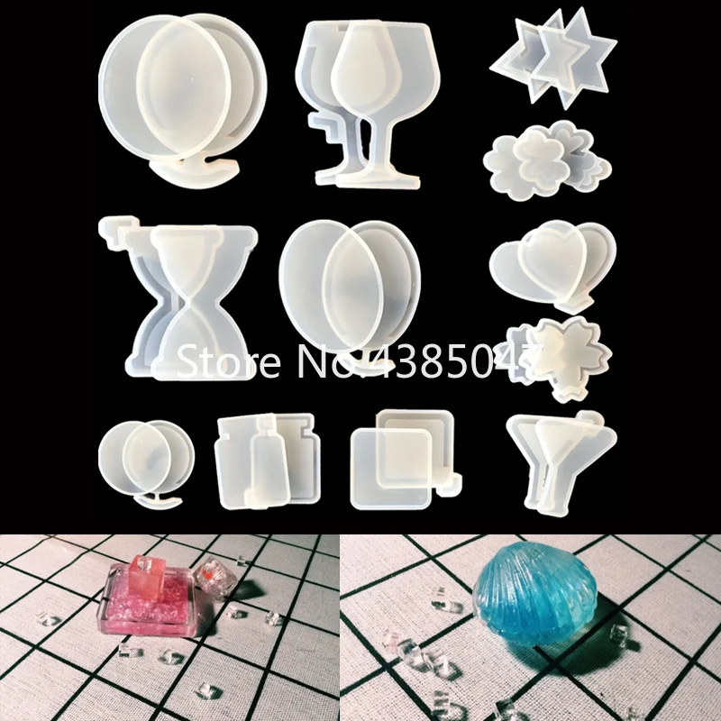 1PC 12 Designs Liquid Silicone Mold for Making Pedant Jewelry DIY Handcraft Exoxy Resin Molds Jewelry Tools