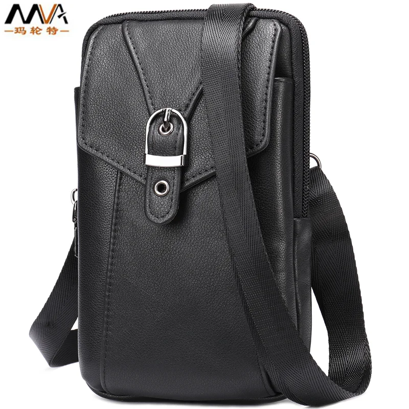 Primeira camada de couro retro saco da cintura para homens quadrado vertical estilo europeu e americano homem cinto bolsa três modelos bolsa ombro