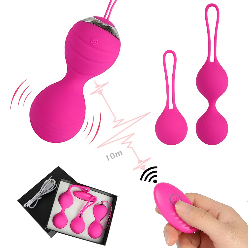 Bola de Kegel con control remoto inalámbrico para mujer, 10 velocidades de vibración, entrenador de ejercicio Vaginal, vibrador Ben Wa, Juguetes