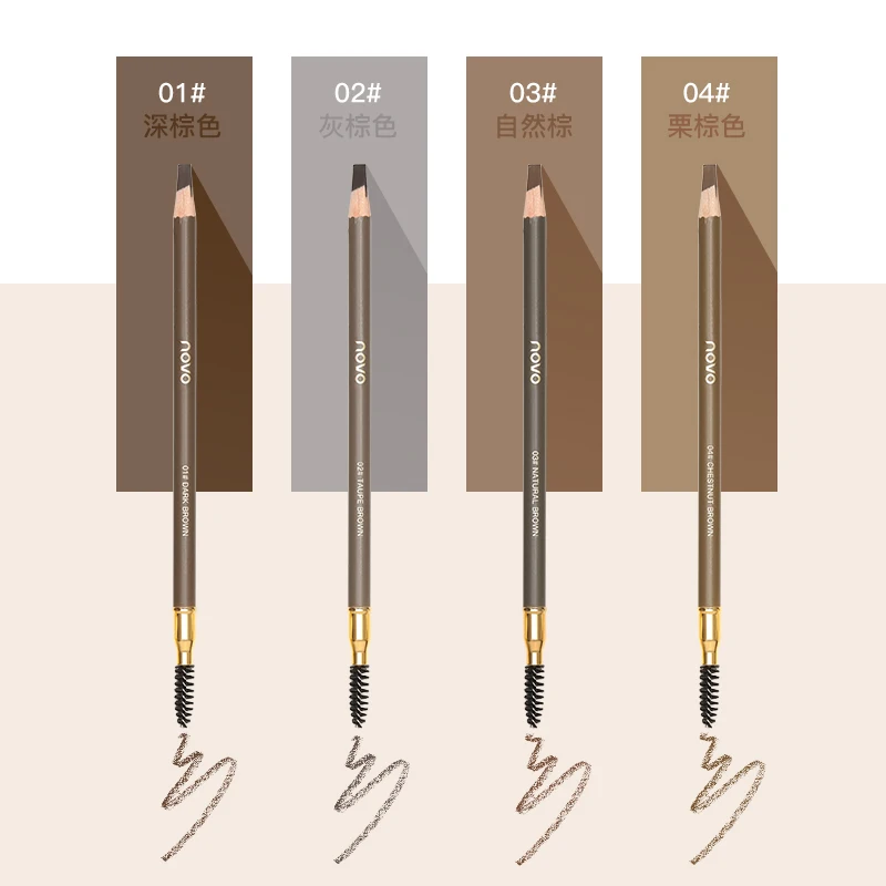 Eyebrow Pencil Makeup Eyebrow Enhancers Cosmetics Natural Long Lasting Tint Waterproof 4 Colors Wooden Eye Brow Pen with Brush