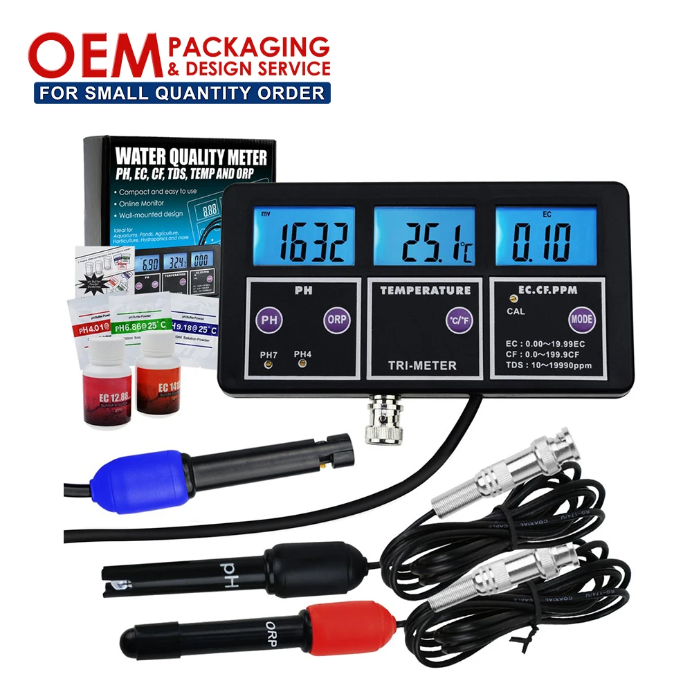 6 in 1 Multi-parameter pH/ ORP/ EC/ CF/ TDS PPM/ Temperature Combo Testing Meter Water Quality  (OEM Packaging Available)