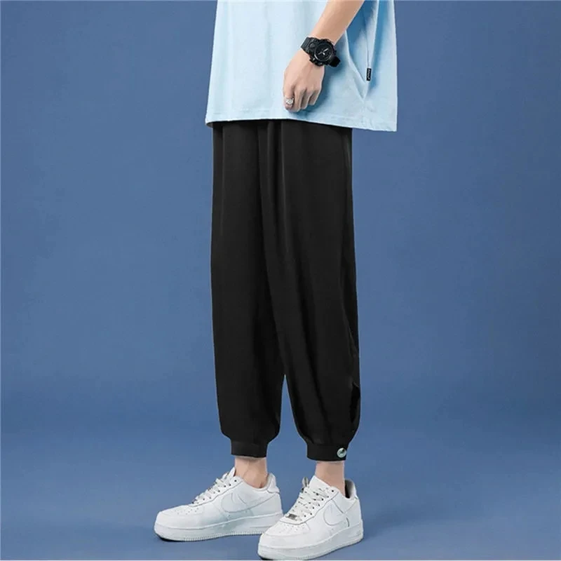 

Men's Casual Pants Summer Loose Thin Sweatpants Korean Wild Suit Trousers Male New Harajuku Solid Ankle-Length Pantalones