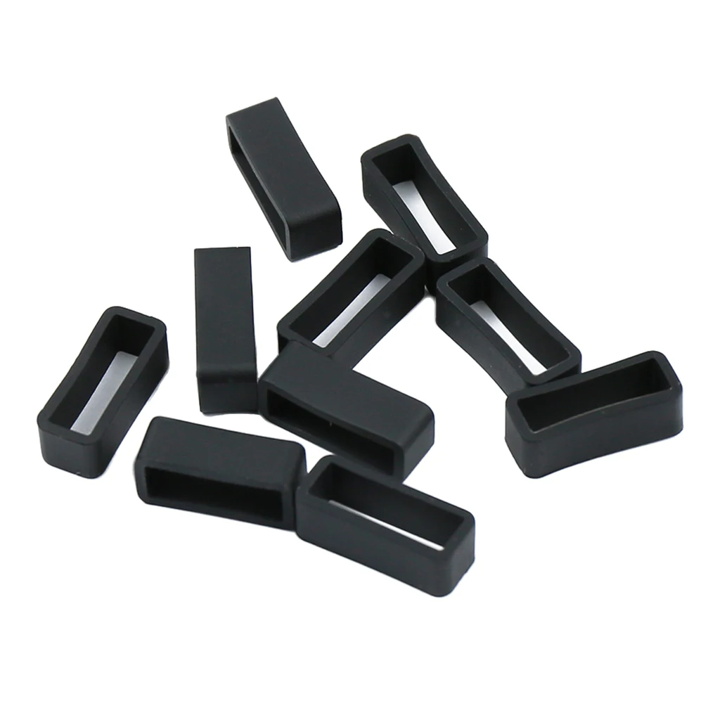 10pcs Black Watchbands 12 14 16 18 19 20 22 mm Strap Loop Ring Silicone Rubber Watch Bands Accessories Watch Holder Repair