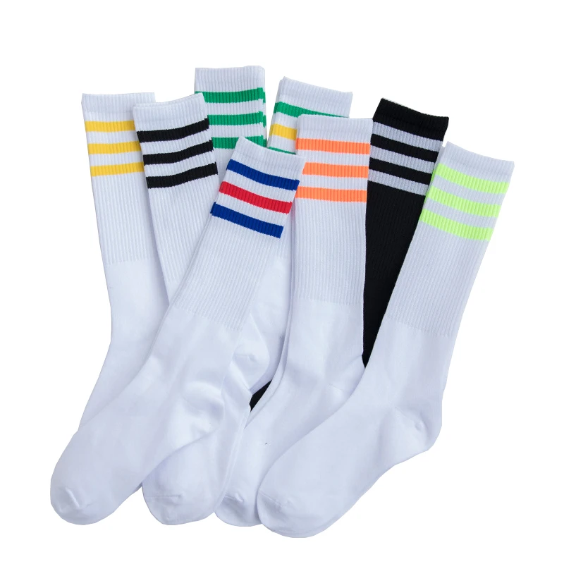 student Men/Women 3 Three Stripes Cotton Socks Retro Old School Hiphop Skate Long Short Meias Harajuku White Black Striped sock