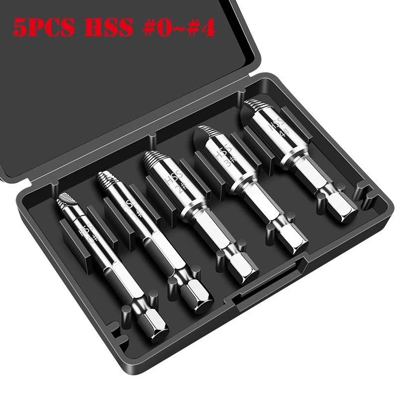 5pcs Upgrade Damaged Screwdriver Bits Set Broken Screw Bolt Remover Extractor Tools Set Easily Take Out Metalworking Tool Part A