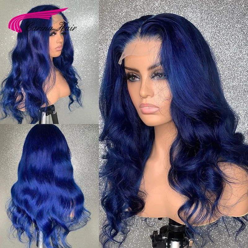 

Blue Colored 13x4 Lace Front Wigs 180% Human Hair Wigs For Women Brazilian Remy 4*4 Lace Closure Wigs Wigs Preplucked