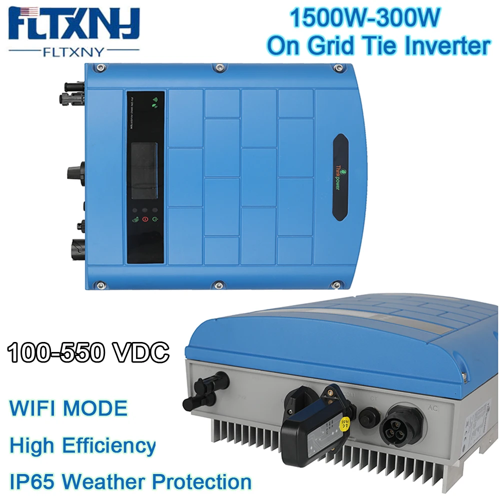 FLYT Solar On Grid Tie Inverter 1500W 3000W 1.5KW 2.2KW 3KW Wifi Mode Default With Input Single MPPT Waterproof IP65